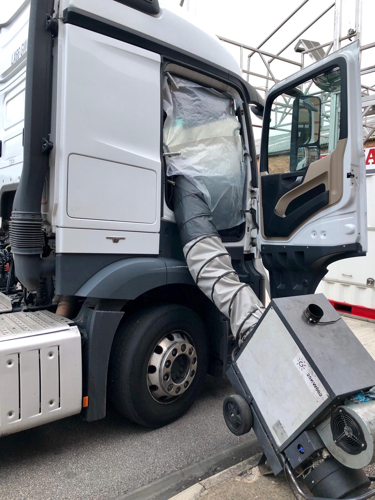 Lorry cab heat treatment for bed bugs